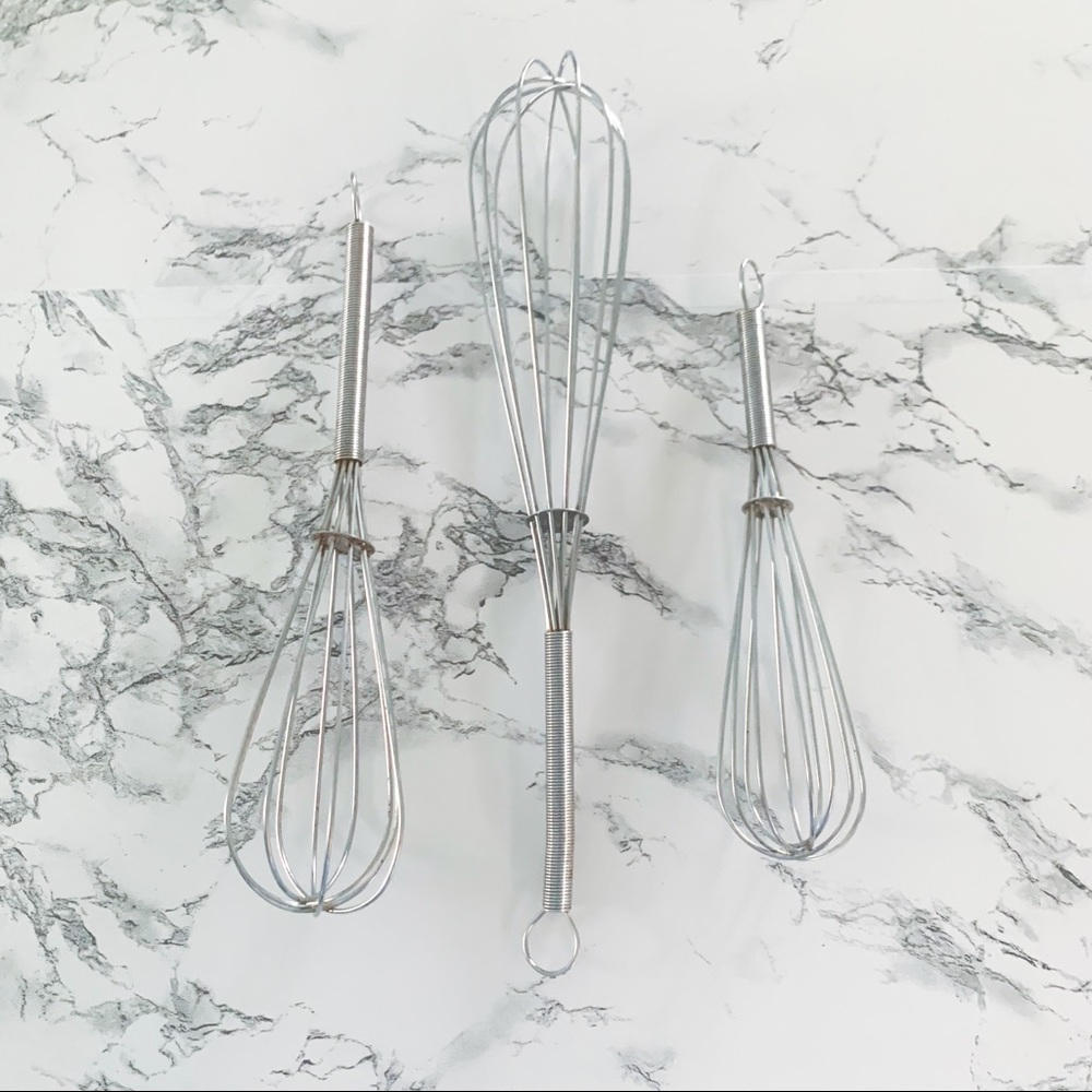 Set of 3 Metal Baking Whisks